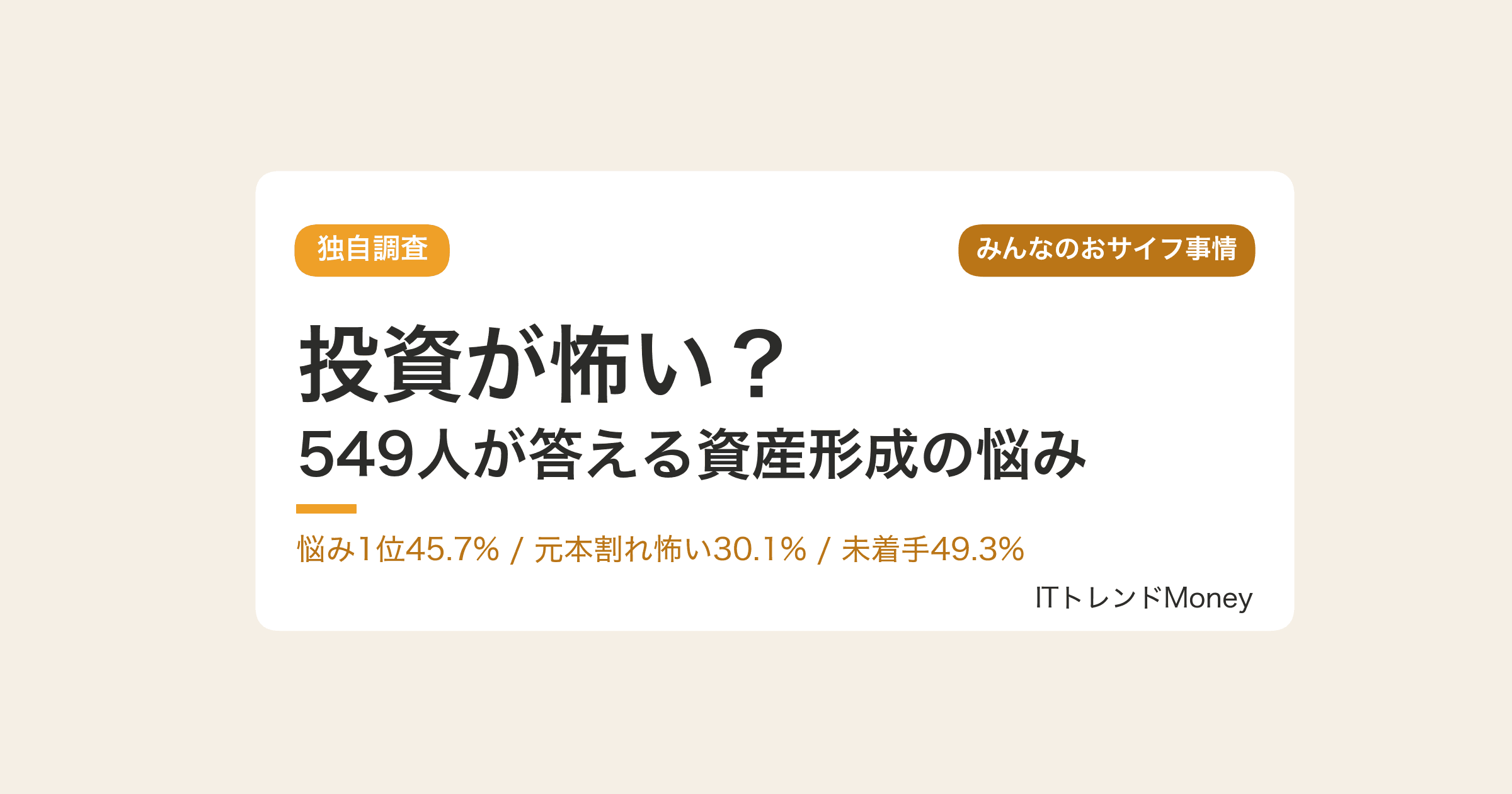 【独自調査】投資が怖い?549人が答える資産形成の悩み・不安の実態