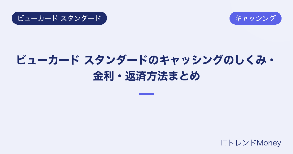 ビューカード スタンダードのキャッシングのしくみ・金利・返済方法まとめ