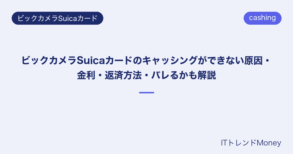 ビックカメラSuicaカードのキャッシングができない原因・金利・返済方法・バレるかも解説